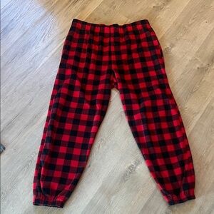 PINK Victoria's Secret Red and Black Plaid Sleepwear Joggers Large Soft Flannel